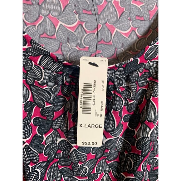 NWT Worthington Heart Print Top Women's Size XL Business Casual Pink Office I10 - Picture 5 of 5
